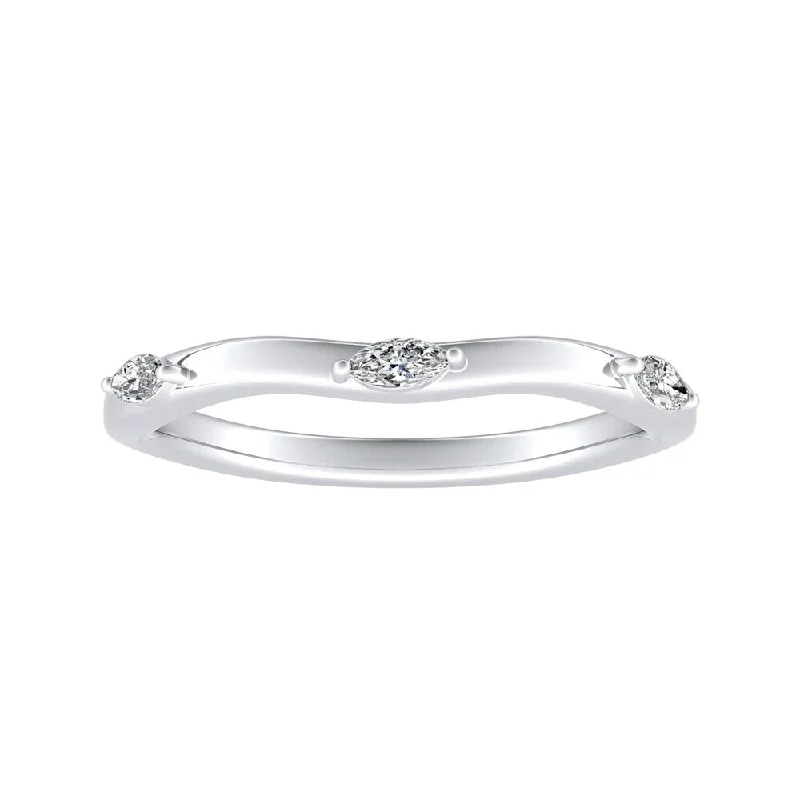 Auriya 1/10ctw Marquise Accent Diamond Wedding Band Platinum