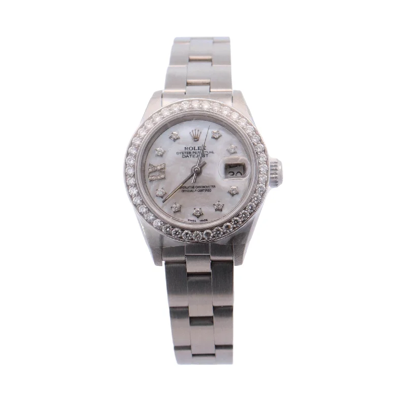 Rolex Datejust Stainless Steel 26mm White MOP Diamond Dial Watch Reference #: 69160