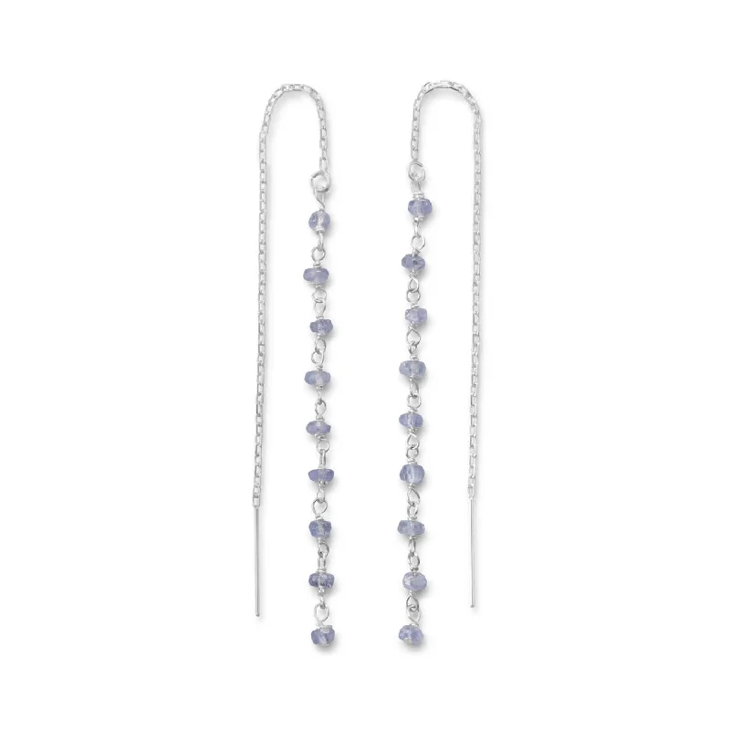 Tanzanite Bead Threader Earrings