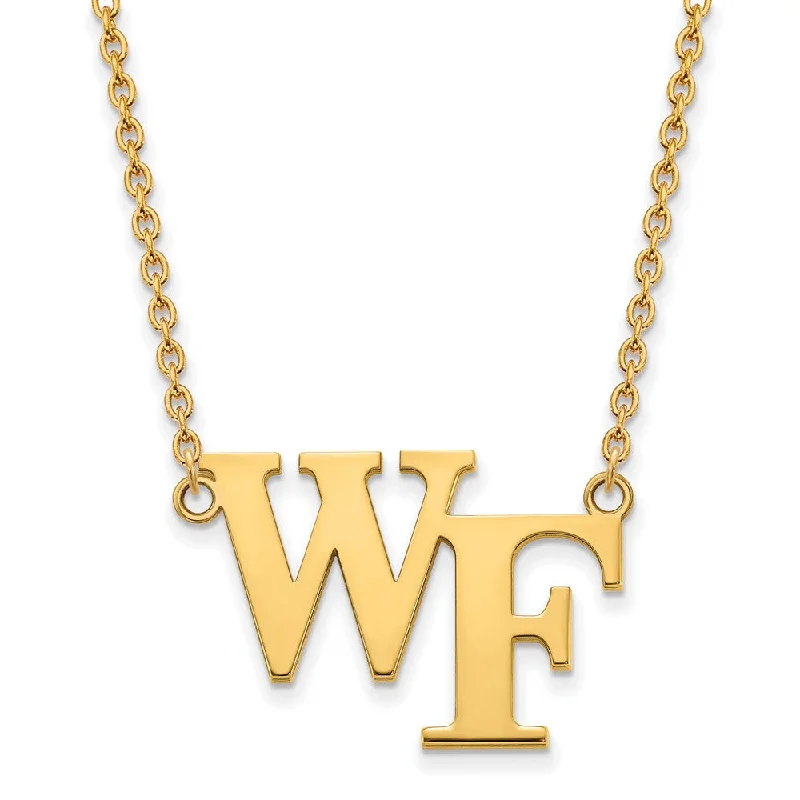 10k Yellow Gold Wake Forest U Large 'WF' Pendant Necklace