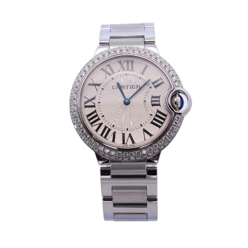 Cartier Ballon Bleu Stainless Steel 36mm White Roman Dial Watch Reference #: W69011Z4