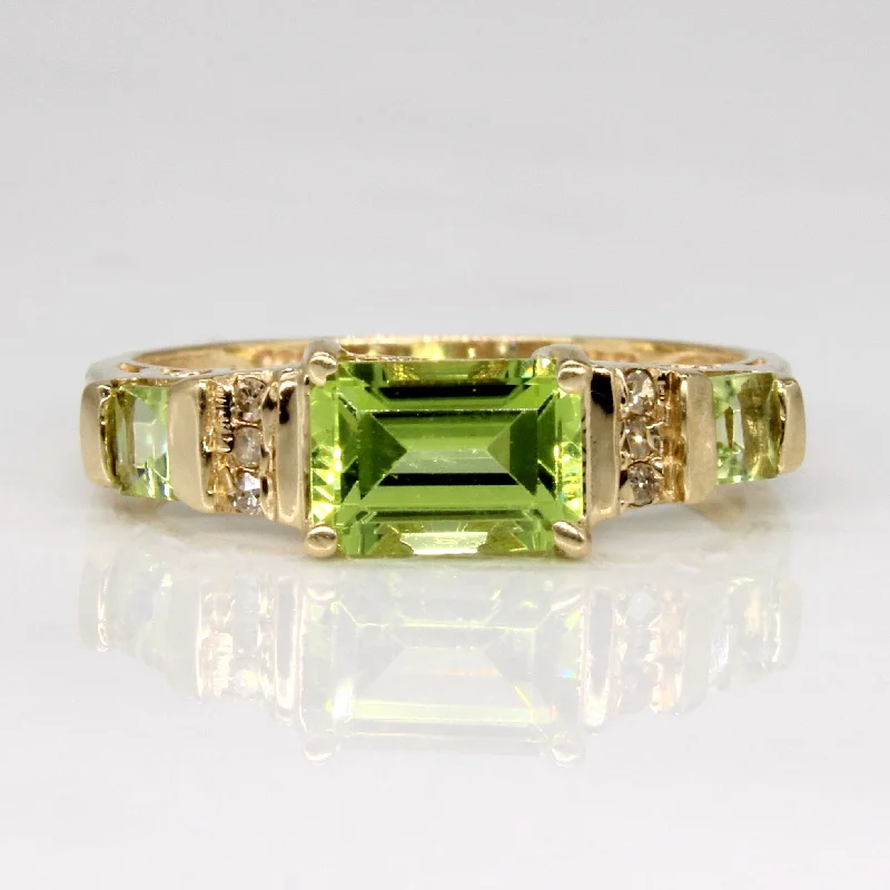 Peridot & Diamond Cocktail Ring | 1.40ctw, 0.03ctw | SZ 7 |