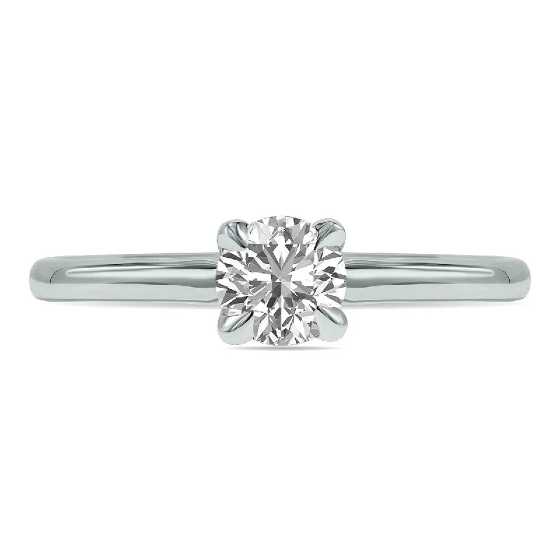 Marquee Lab Grown Certified 1/2 Carat Diamond Solitaire Ring in 14K White Gold (F-G Color, S1-S2 Clarity)