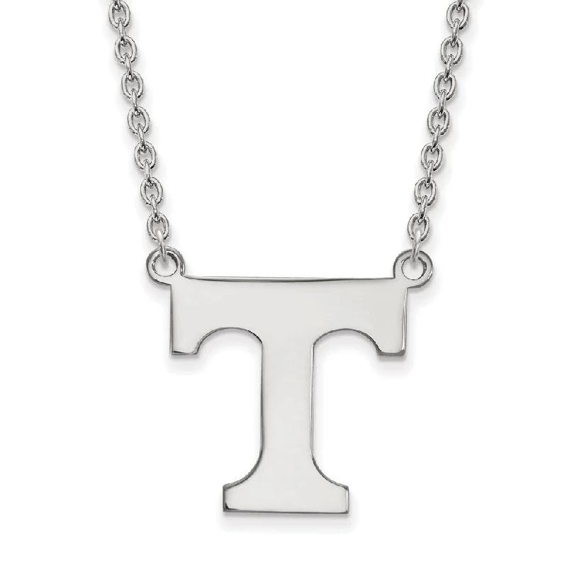 Sterling Silver U of Tennessee Large Initial T Pendant Necklace