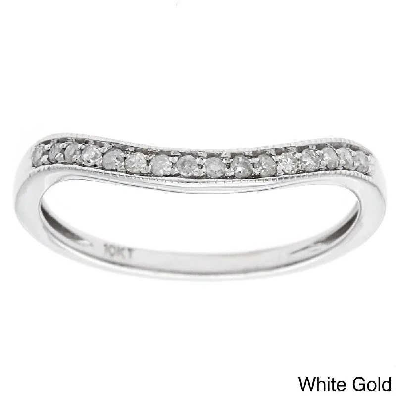 10k Gold 1/6ct Curved Pave Diamond Band