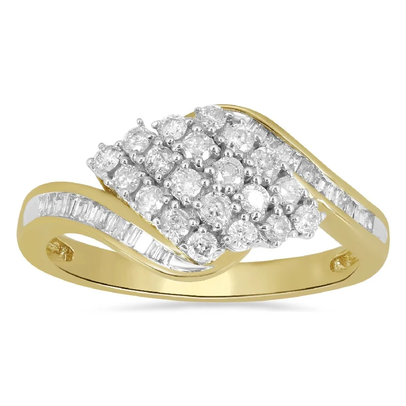 Cluster Baguette Channel Ring with 1/2ct of Diamonds in 9ct Yellow Gold