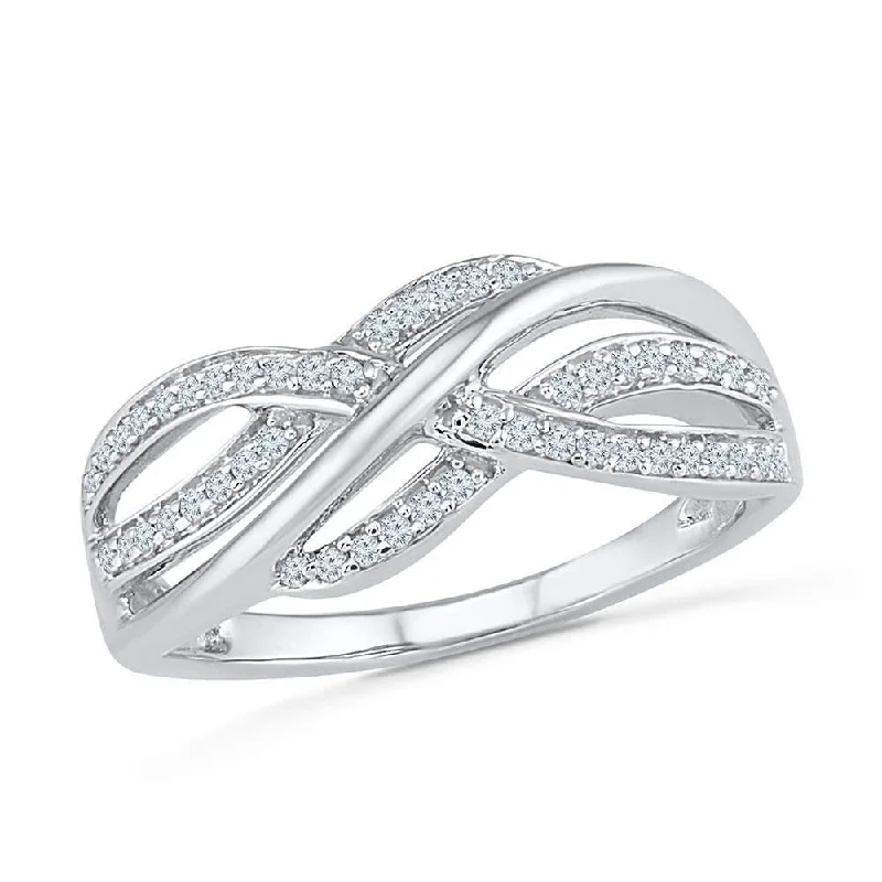 Crossover Ring with 1/5ct of Diamonds in 9ct White Gold