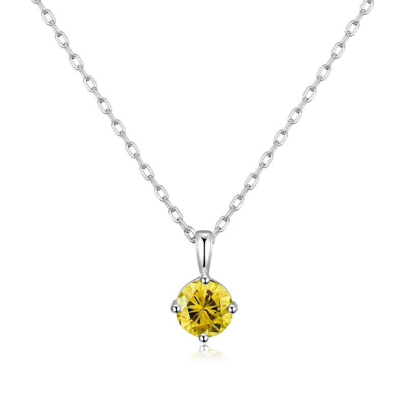 Sterling Silver November (Topaz) Birthstone Necklace Created with Zircondia® Crystals