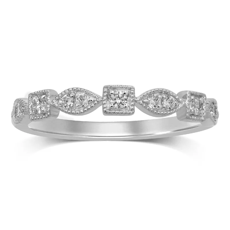 Stackable Ring with 0.15ct of Diamonds in 9ct White Gold