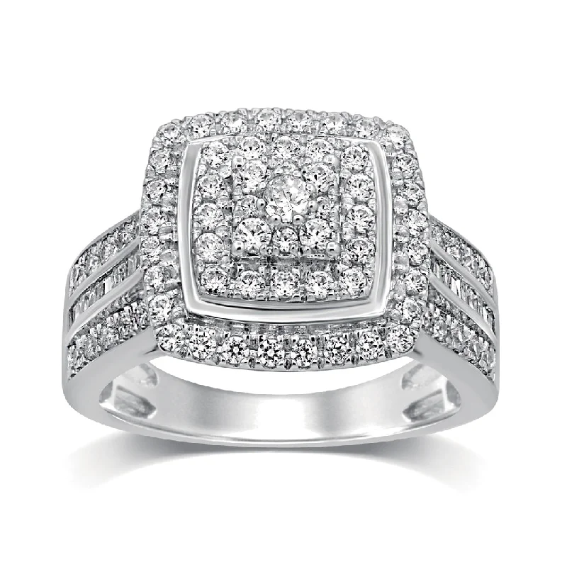 Sterling Silver 1.00ct Diamond Square Look Ring