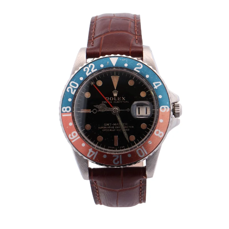 Rolex GMT Master "Vintage Pepsi"  Stainless Steel 40mm Black Dot Dial Watch Reference #: 1675