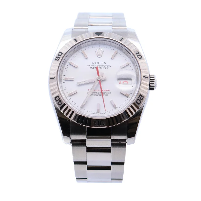 Rolex Datejust Turn-O-Graph Stainless Steel 36mm White Stick Dial Watch Reference# 116264