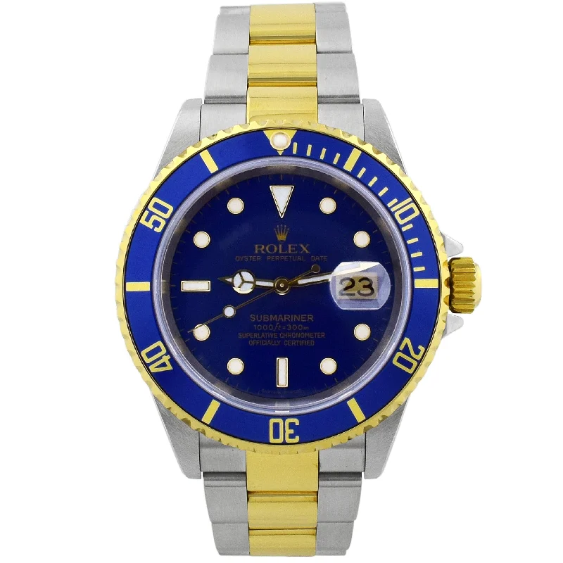 Rolex Submariner Two-Tone Stainless Steel  & Yellow Gold 40mm Blue Dot Dial Watch Reference #: 16613