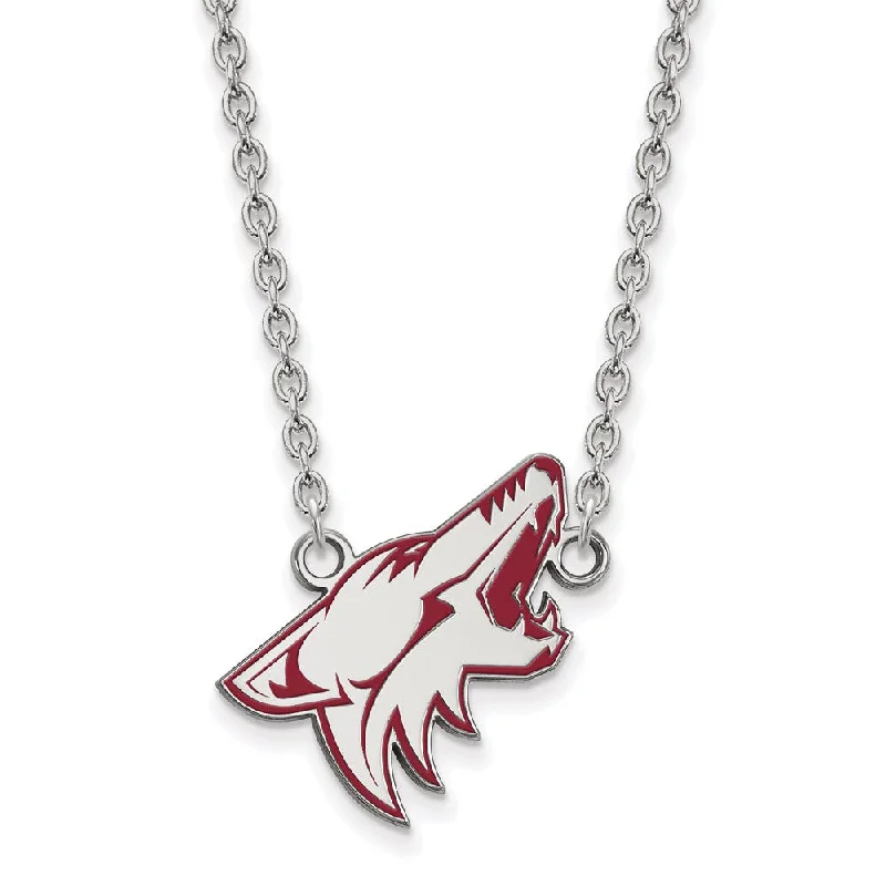 Sterling Silver NHL AZ Coyotes LG Enamel Necklace, 18 Inch