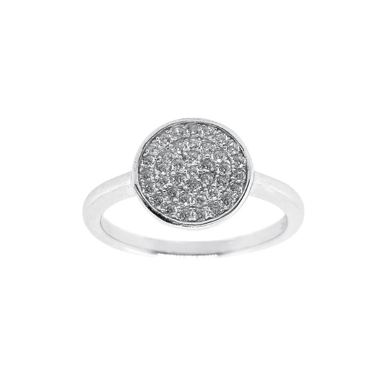 Sterling Silver Cubic Zirconia Pave Disc Ring