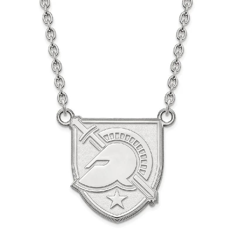 Sterling Silver Military Academy Large Shield Necklace