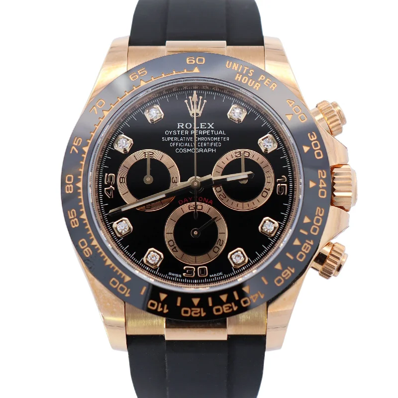 Rolex Daytona 40mm Yellow Gold Black Diamond Dial Watch Reference# 116518LN