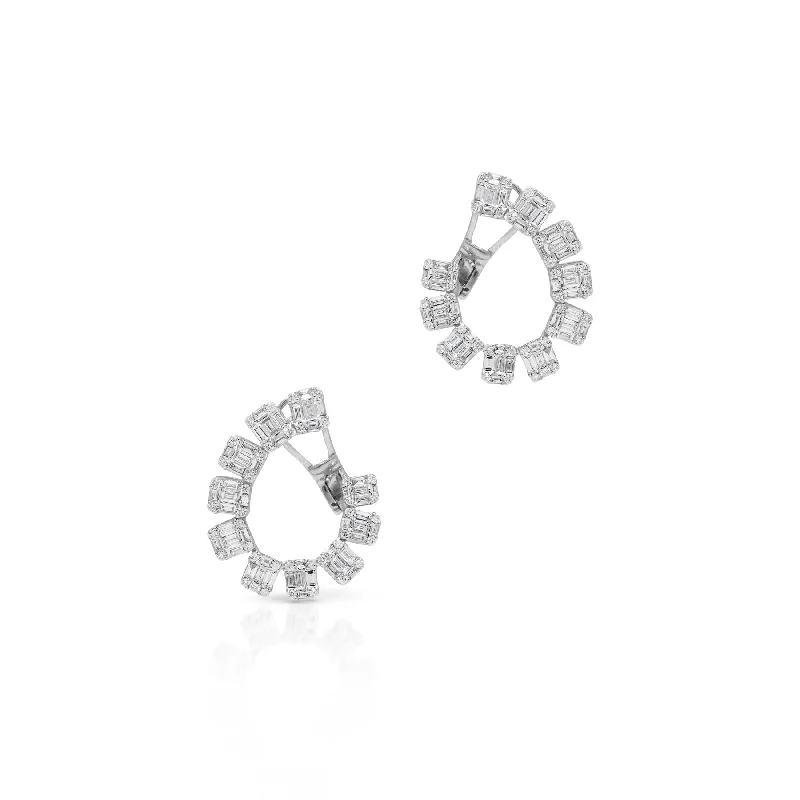 14KT White Gold Baguette Diamond Marceline Earrings