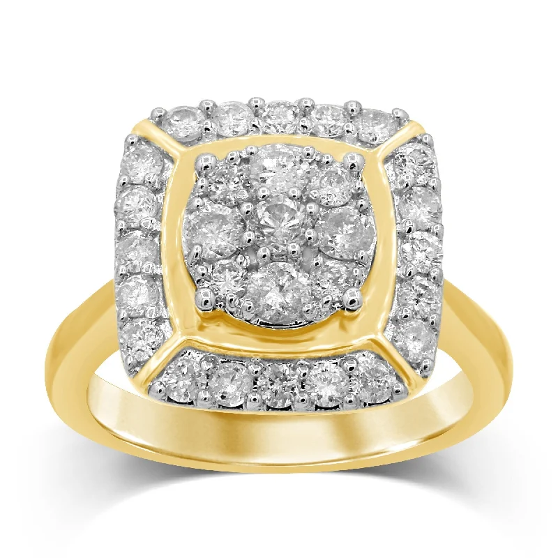 Brilliant Halo Square Look Ring with 1.00ct of Diamonds in 9ct Yellow Gold