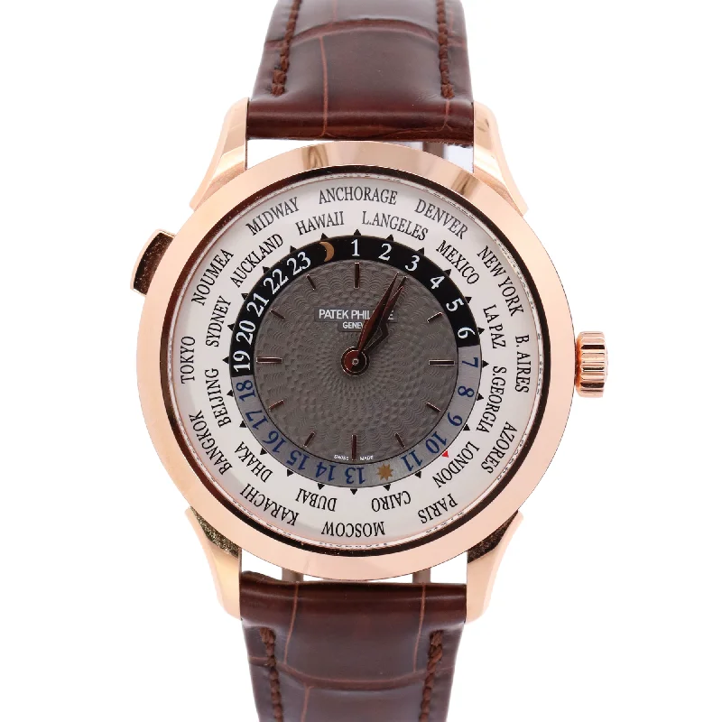 Patek Philippe Complications World Time 38.5mm Rose Gold Gray Dial Watch Reference# 5230R-001