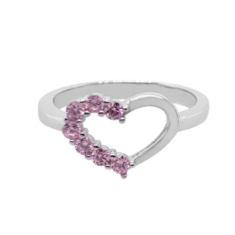 Children's Sterling Silver Pink Cubic Zirconia Heart Ring