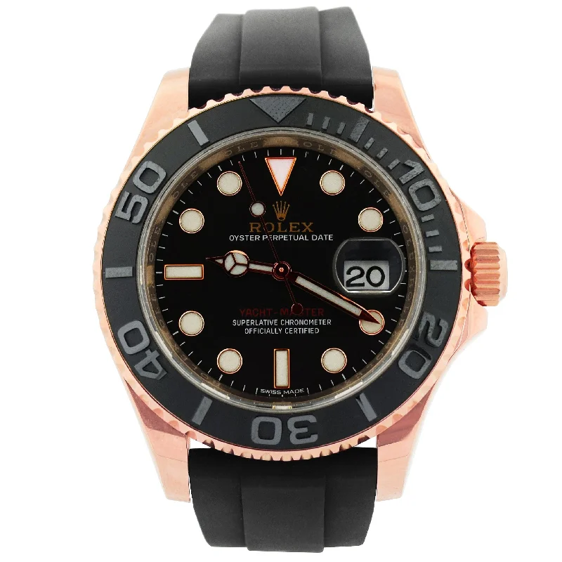 Rolex Yacht Master Rose Gold 40mm Black Dot Dial Watch Reference #: 116655