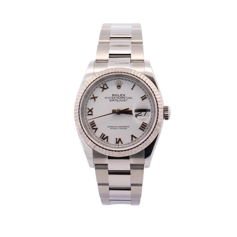 Rolex Datejust 36mm Stainess Steel White Roman Dial Watch Reference #: 126234