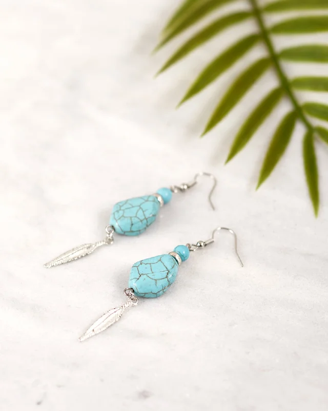 Turquoise & Feather Earrings