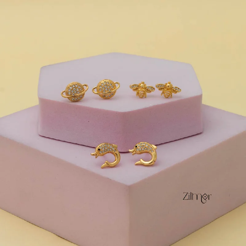 KJ101193 - Combo stud Earrings (Gold Toned)