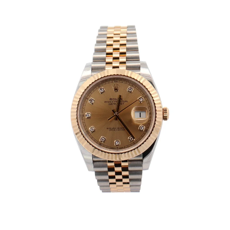 Rolex Datejust Two Tone Yellow Gold & Steel 41mm Champagne Diamond Dial Watch Reference #: 126333