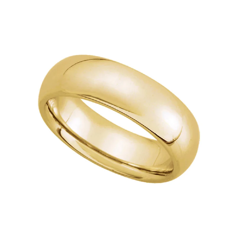 6mm Domed Comfort Fit Wedding Band in 10k Yellow Gold