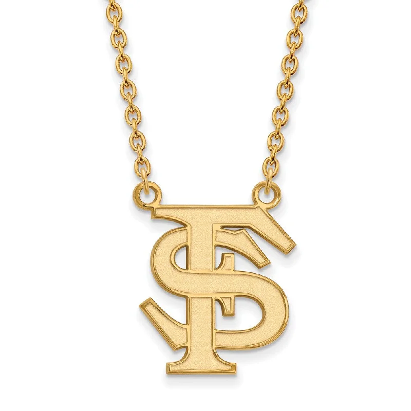 14k Gold Plated Silver Florida State Large 'FS' Pendant Necklace