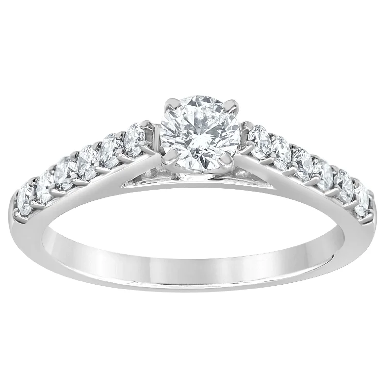 Brilliant Shoulder Ring with 0.65ct of Diamonds in 14ct White Gold