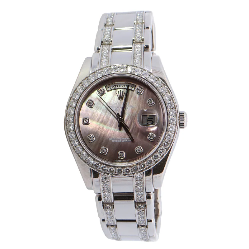 Rolex Day-Date Masterpiece Platinum 39mm Dark MOP Diamond Dot Dial Watch Reference #: 18946