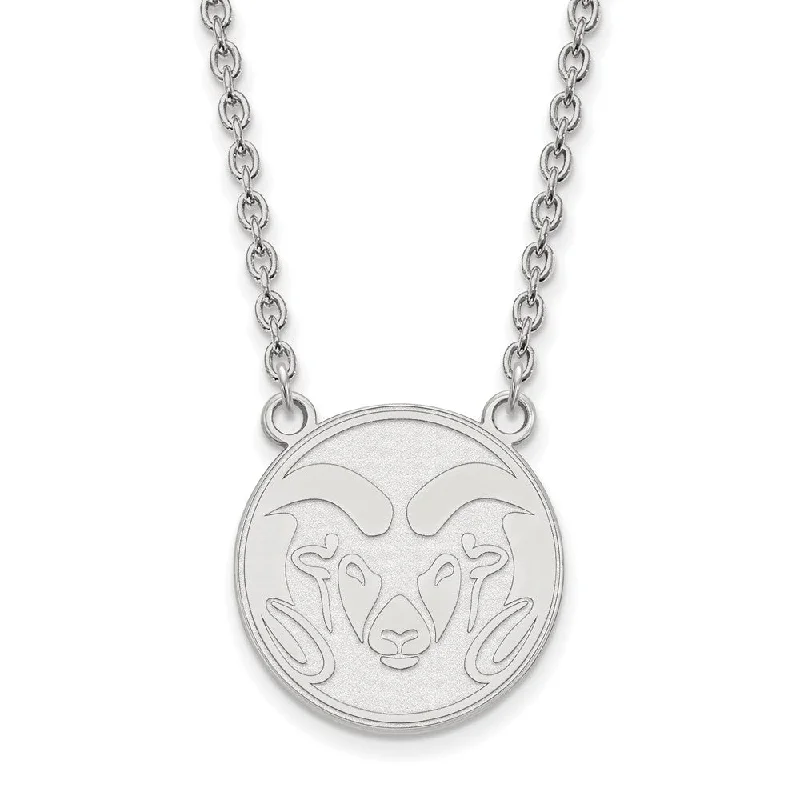 Sterling Silver Colorado State Large Logo Pendant Necklace