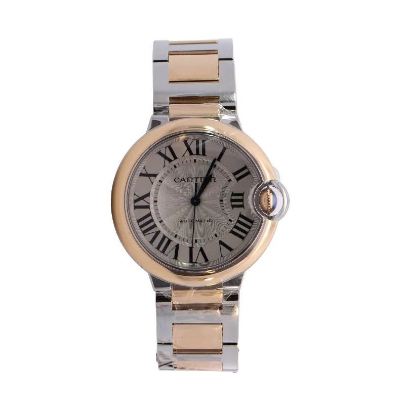 Cartier Ballon Bleu Two Tone Stainless Steel & Yellow Gold Silver Roman Dial Watch  Reference #: W2BB0038