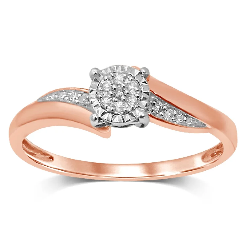 9ct Rose Gold 0.06ct Diamond Wave Ring