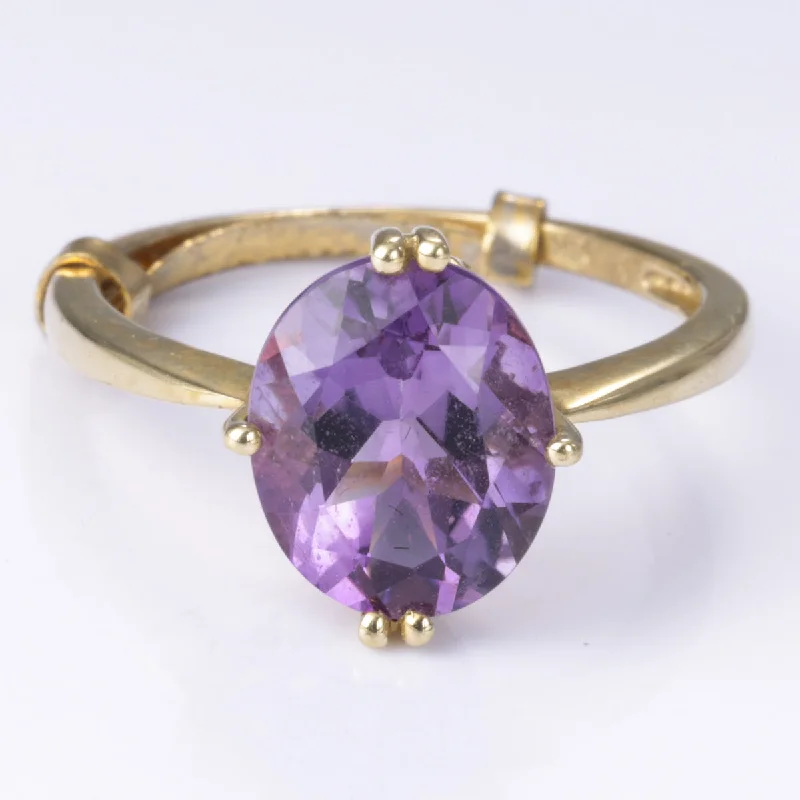 14k Yellow Gold Amethyst Ring | 3.08ct | Size 8