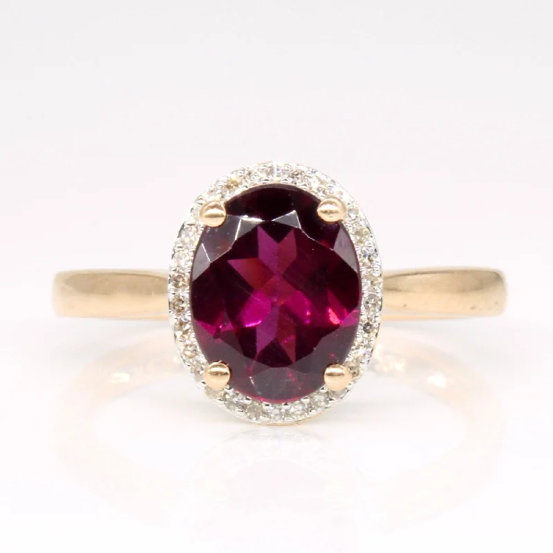 'Michael Hill' Garnet & Diamond Halo Ring | 2.10ct, 0.08ctw | SZ 7 |