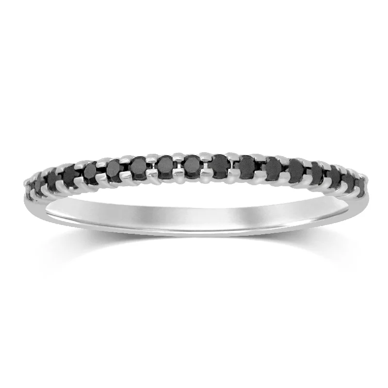 Eternity Ring with 0.10ct of Black Diamonds in 10ct White Gold