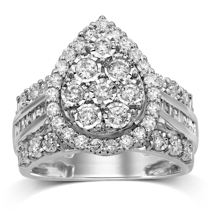 Pear Halo Ring with 1.00ct of Diamonds in 9ct White Gold