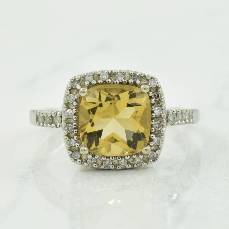 Citrine & Diamond Halo Ring | 2.00ct, 0.10ctw | SZ 7 |