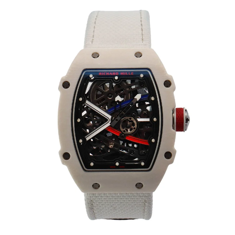 Richard Mille RM67-02 White Carbon TPT 38.7 x 47.5mm Skeleton Dot Dial Watch Reference# RM67-02