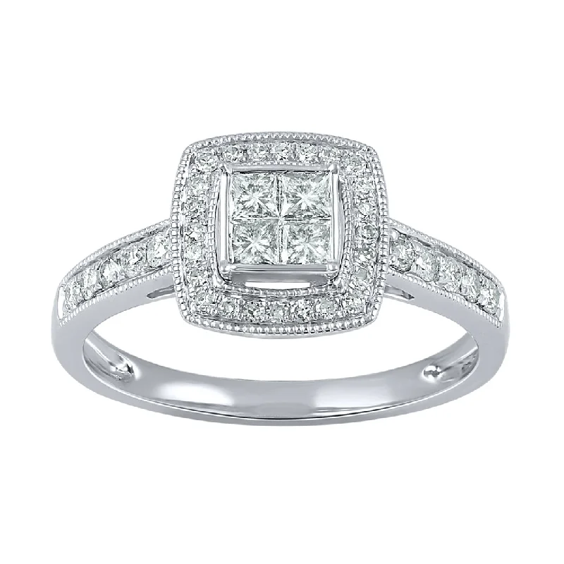 18ct White Gold 0.50ct Diamond Invisible Princess Ring