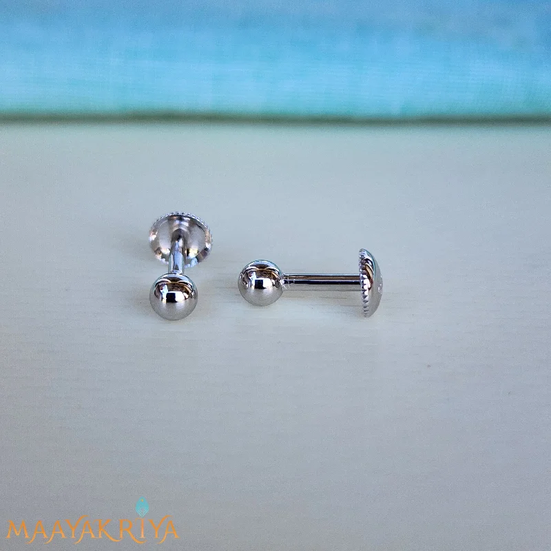 Sleek Sphered Silver Earrings