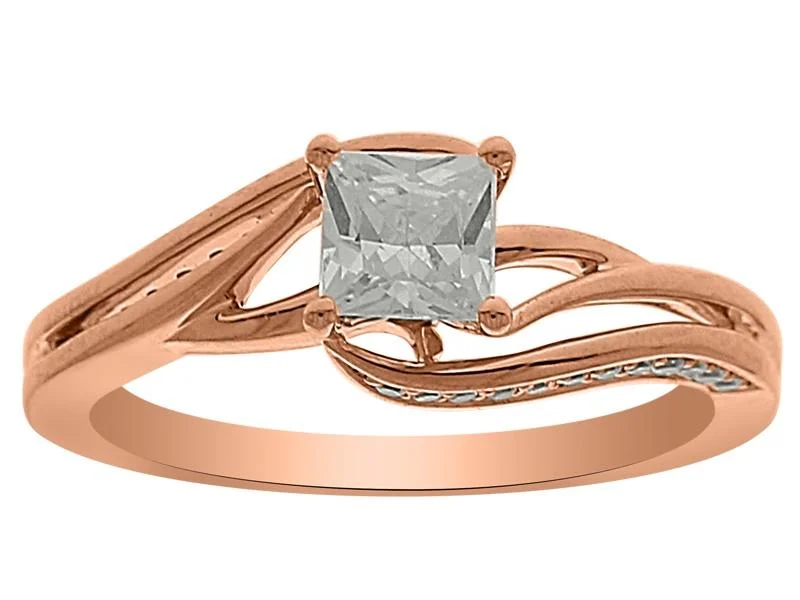 Princess Cut Solitaire Ring with 0.70ct of Diamonds in 14ct Rose Gold