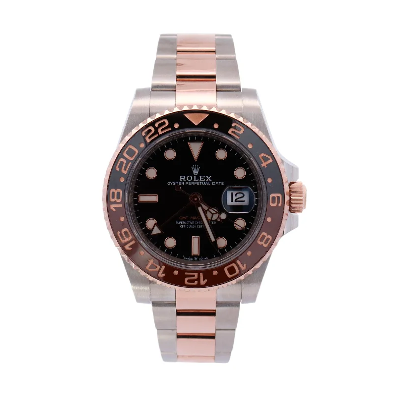 Rolex GMT Master II "Rootbeer" Two-Tone Stainless Steel & Rose Gold 40mm Black Dot Dial Watch Reference# 126711CHNR