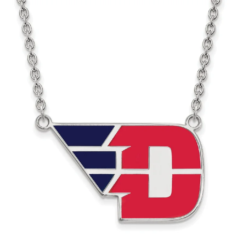 Sterling Silver U of Dayton Large Enamel Pendant Necklace