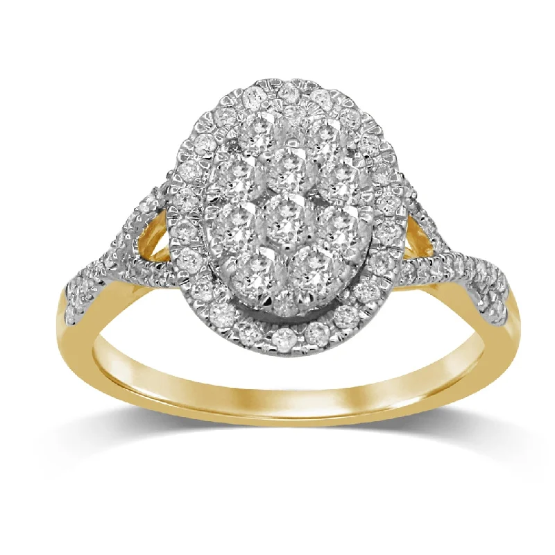 9ct Yellow Gold 0.75ct Diamond Oval Ring