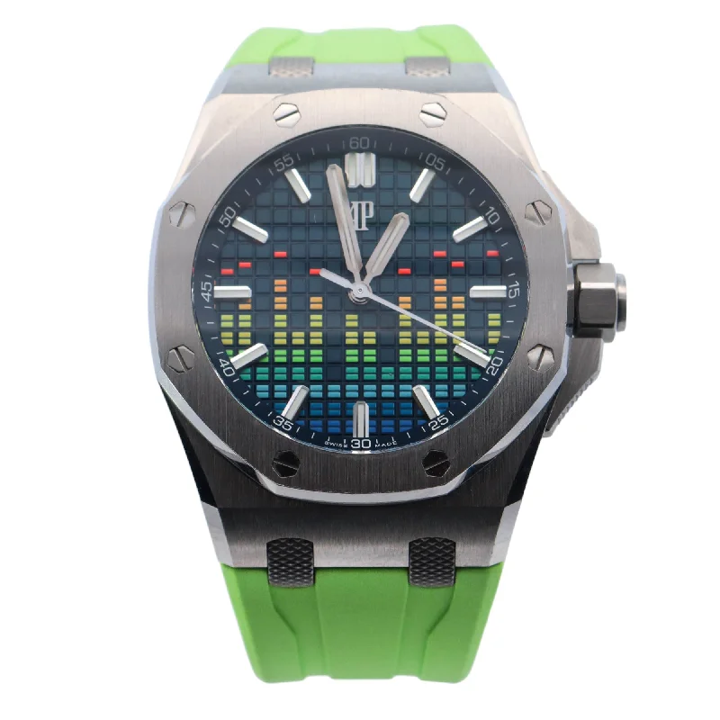 Audemars Piguet Royal Oak Offshore "Music Edition" Titanium 43mm Multicolor Stick Dial Watch Reference# 15600TI.OO.A343CA.01